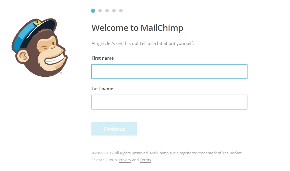registracia mailchimp