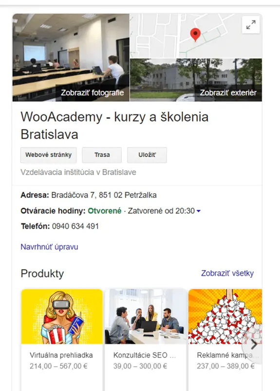 local business features google wooacademy workshopy