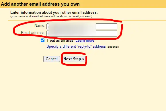 vložte email a prejdite na ďalšie nastavenie hesla a SMTP servera