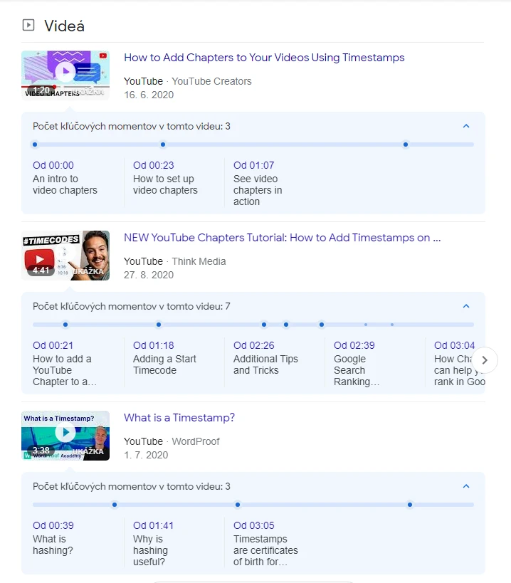 youtube timestamps SEO SERP