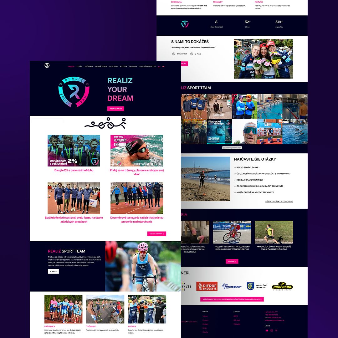 web pre sportovcov
